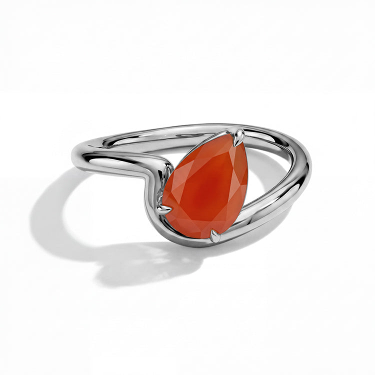 Contemporary Pear Carnelian Ring