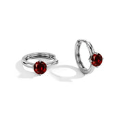Garnet Huggies Earrings - Round