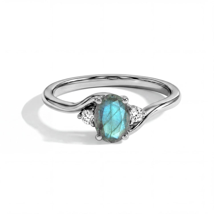 Cross-Twisted Labradorite Ring