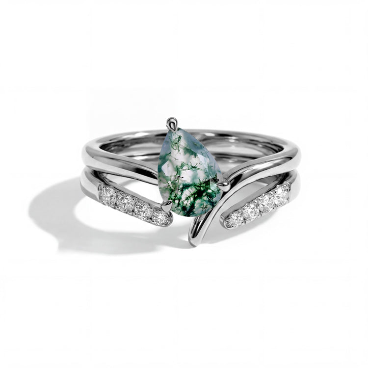 Moss Agate Double Statement Ring