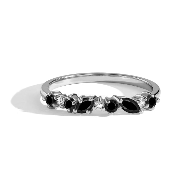 Mixed-Cut Black Onyx Stackable Ring