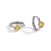 Citrine Huggies Earrings - Round