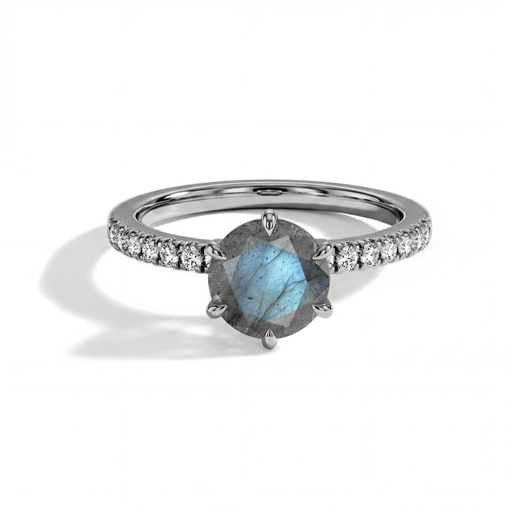 Round Labradorite Solitaire Ring