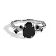 Rough-Cut Black Onyx Gold Ring