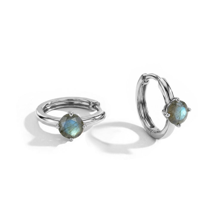 Labradorite Huggies Earrings - Round
