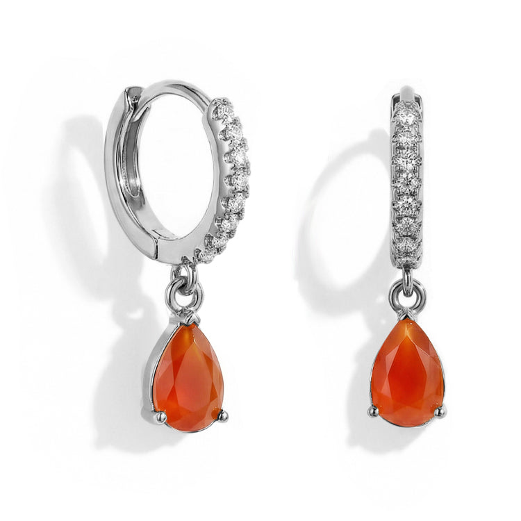 Carnelian Hoop Earrings - Pear