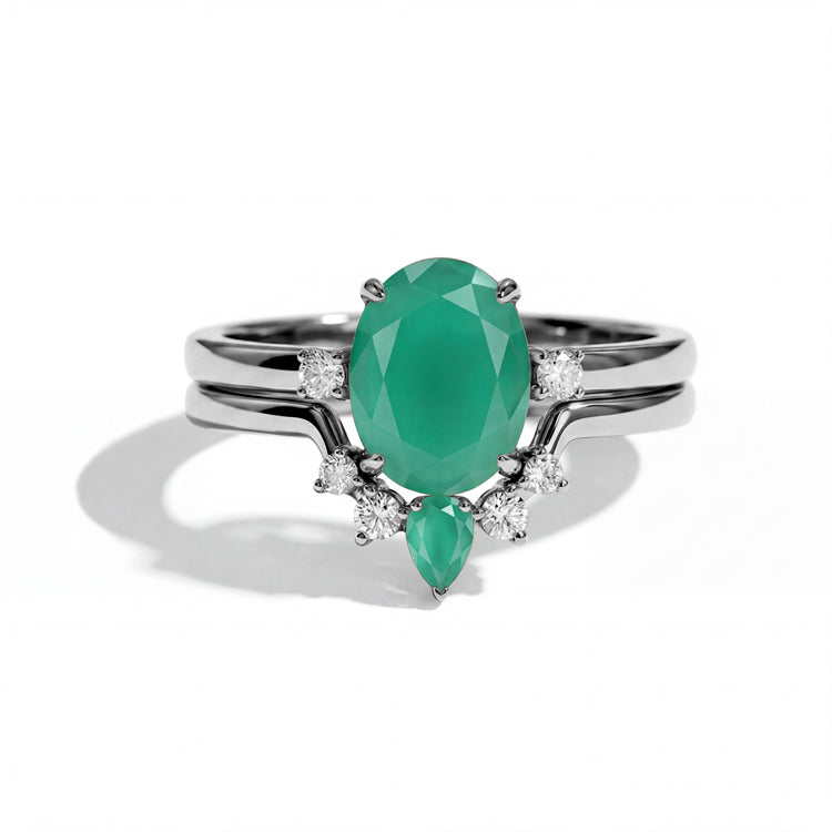 Green Agate Stacking Ring Set
