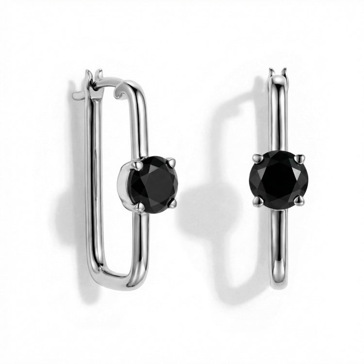 Large Black Onyx Hoop Earrings
