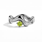 Wave-Twisted Peridot Ring