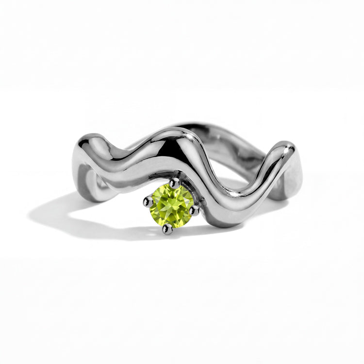 Wave-Twisted Peridot Ring