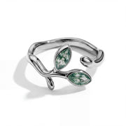 Adjustable Moss Agate Vine Ring