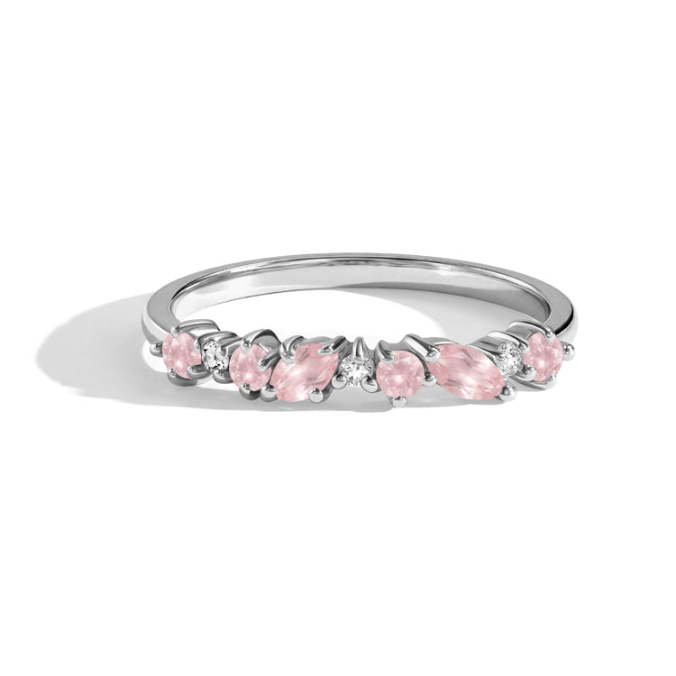 Alternating Rose Quartz Stacking Ring
