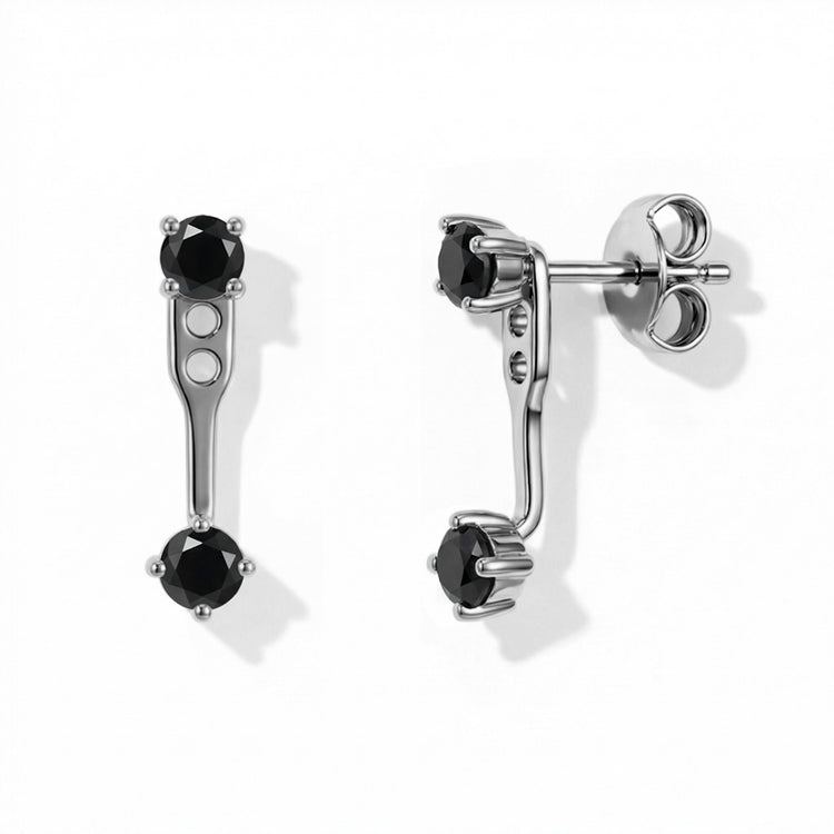Black Onyx Earrings - Front & Back