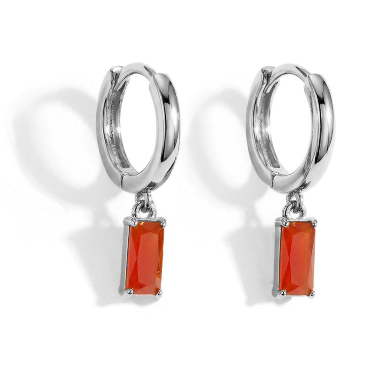Rectangular Carnelian Hoop Earrings