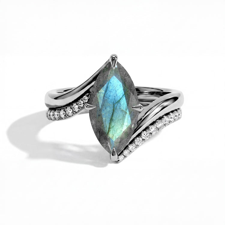 Geometric Labradorite Rings - Marquise
