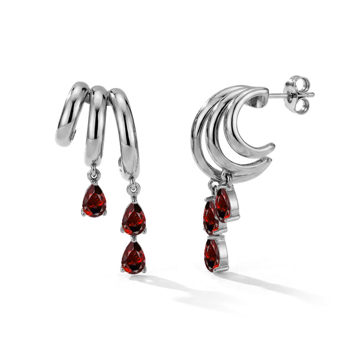 Stacked Garnet Dangle Earrings