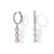 Long Rose Quartz Hoop Earrings