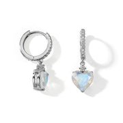 Heart Moonstone Hoop Earrings
