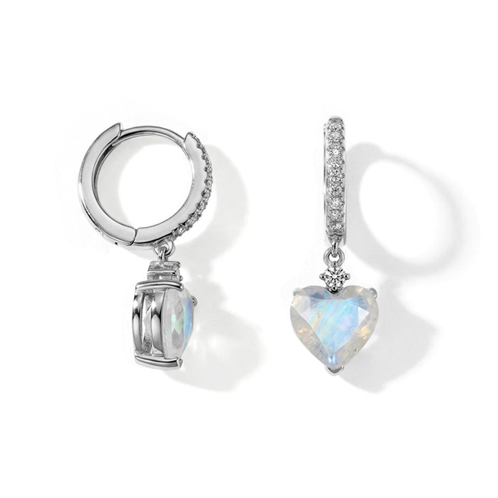 Heart Moonstone Hoop Earrings
