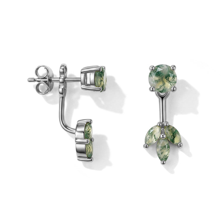 Moss Agate Earrings - Front and Back