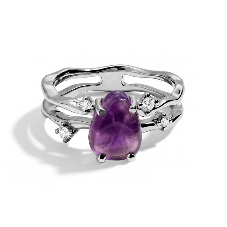 Asymmetrical Amethyst Stack Ring