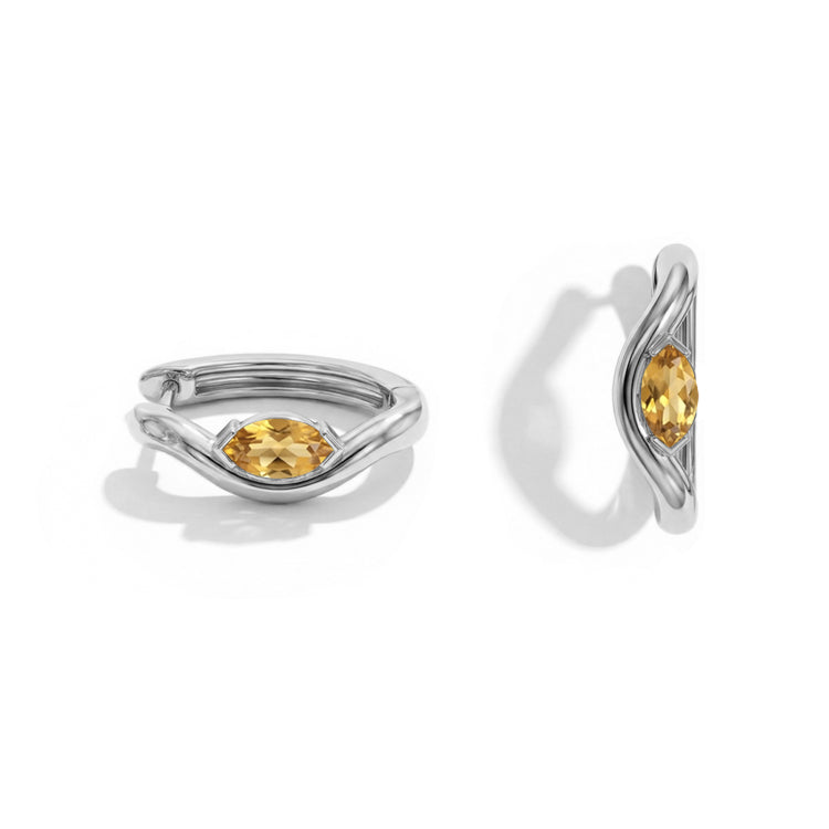 Twisted Citrine Huggies Earrings