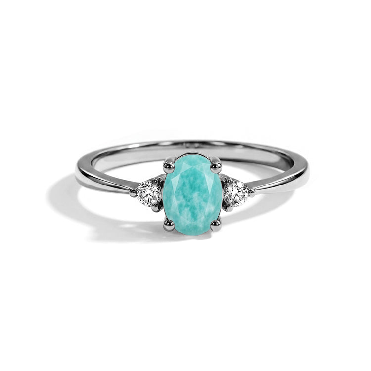 Amazonite Simple Oval Ring