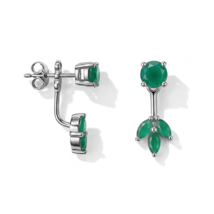 Green Agate Earrings - Front and Back