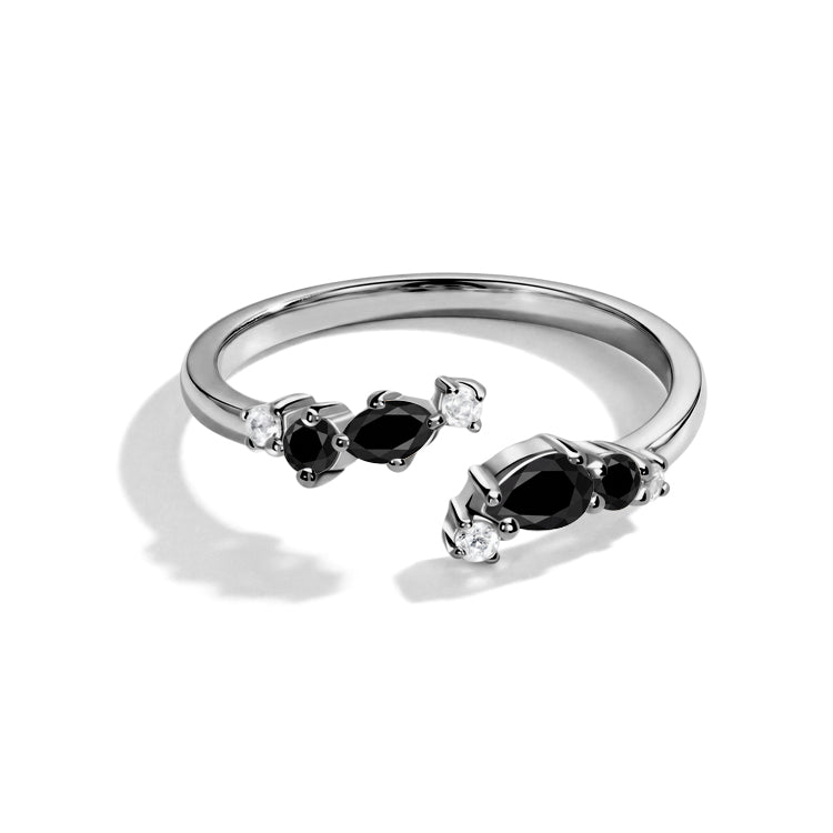 Adjustable Black Onyx Open Stacking Ring