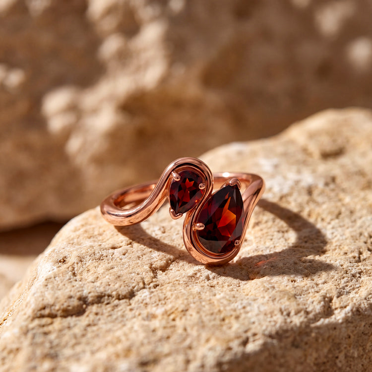 Garnet Twisted Statement Ring