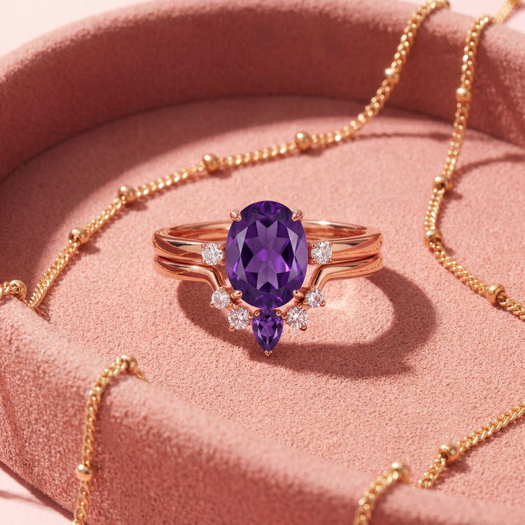 Amethyst Stacking Ring Set