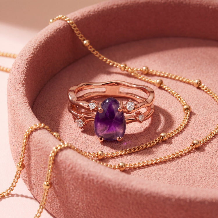 Asymmetrical Amethyst Stack Ring
