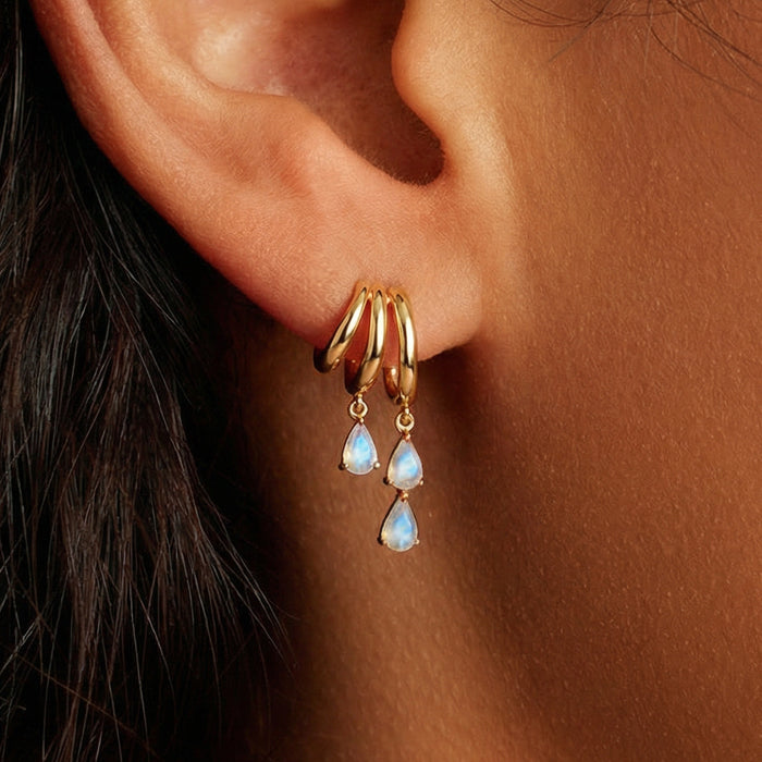 Stacked Moonstone Earrings
