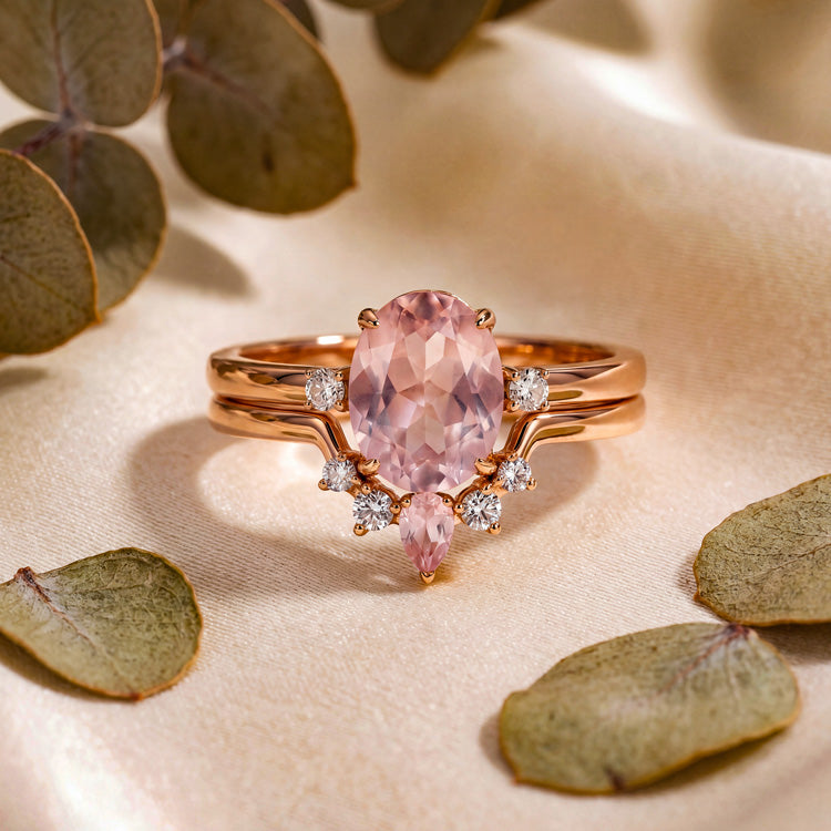 Rose Quartz Stacking Ring Set