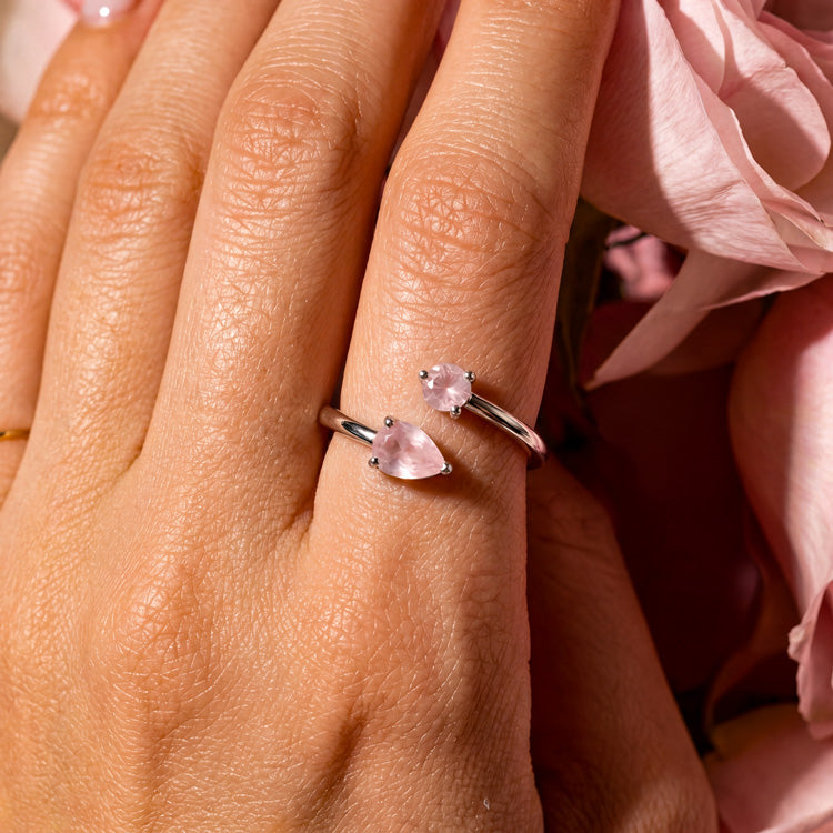 Rose Quartz Open Cuff Ring