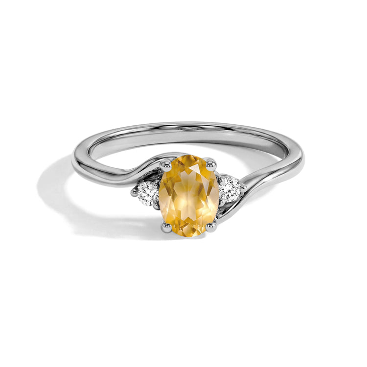 Oval Citrine Twist Band Ring