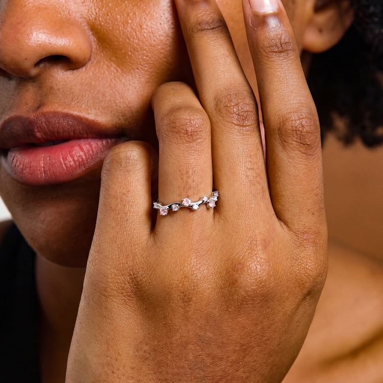 Dainty Rose Quartz Stacking Ring