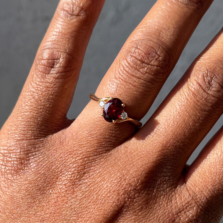 Cross-Twisted Garnet Ring