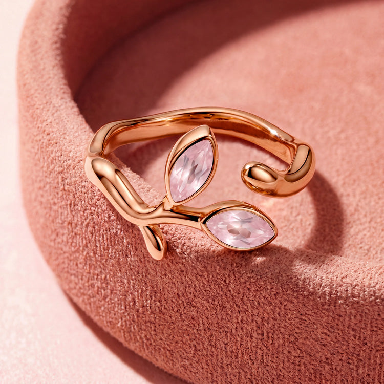 Adjustable Rose Quartz Vine Ring
