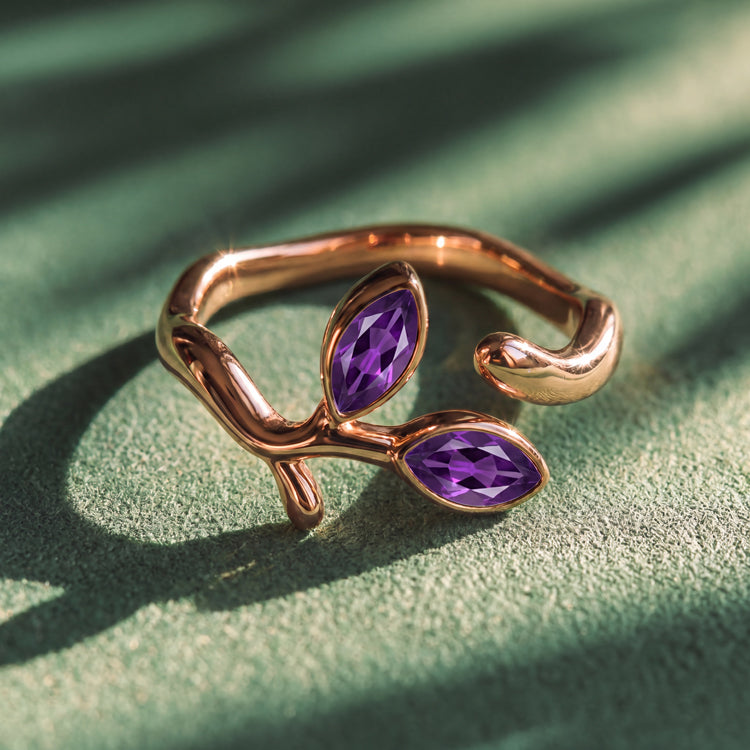 Adjustable Amethyst Vine Ring