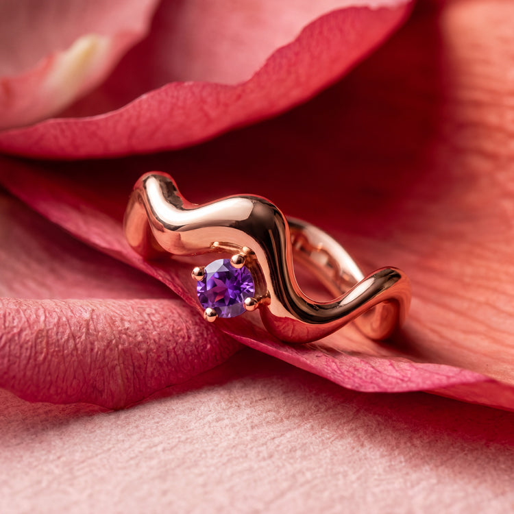 Wave Amethyst Statement Ring