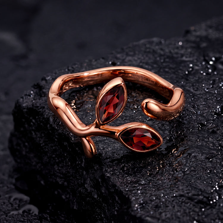Branch Garnet Open Ring