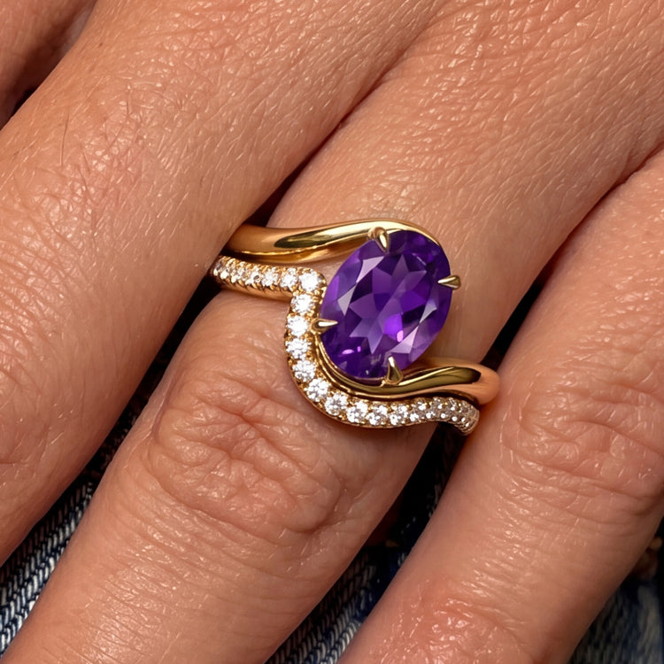 Amethyst Double Band Ring Set