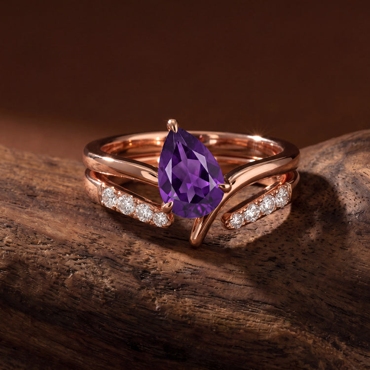 Amethyst Double Statement Ring