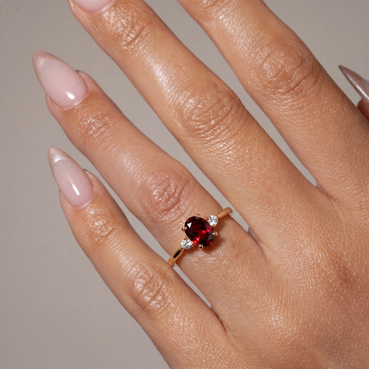 Garnet Simple Oval Ring