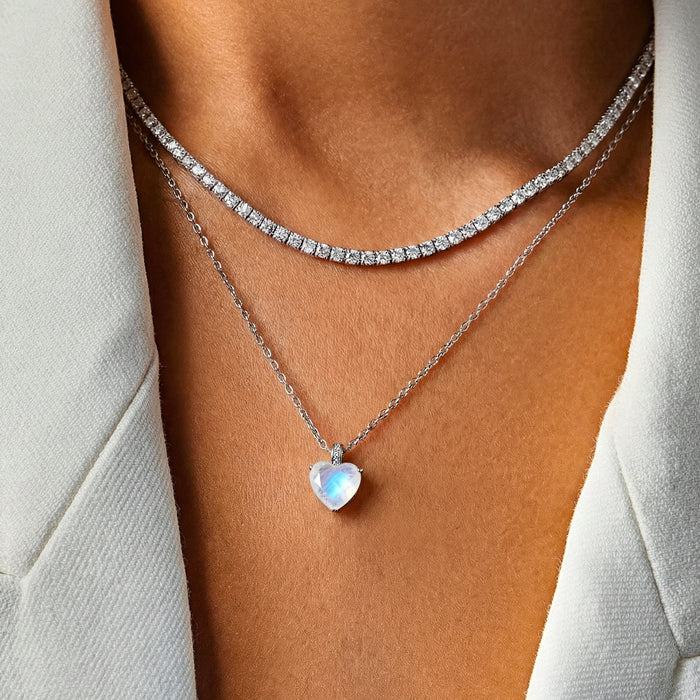 Zircon Chain & Moonstone Necklace