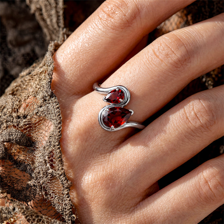 Garnet Twisted Statement Ring