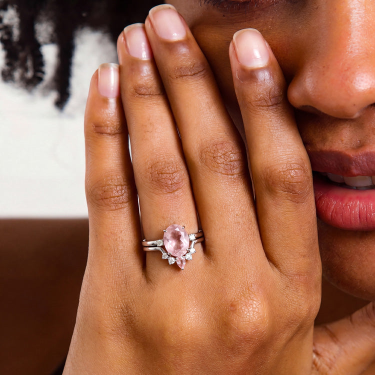 Rose Quartz Stacking Ring Set