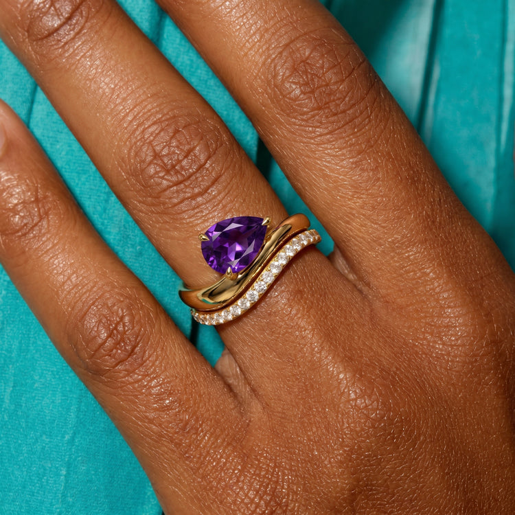 Amethyst Bridal Promise Ring Set