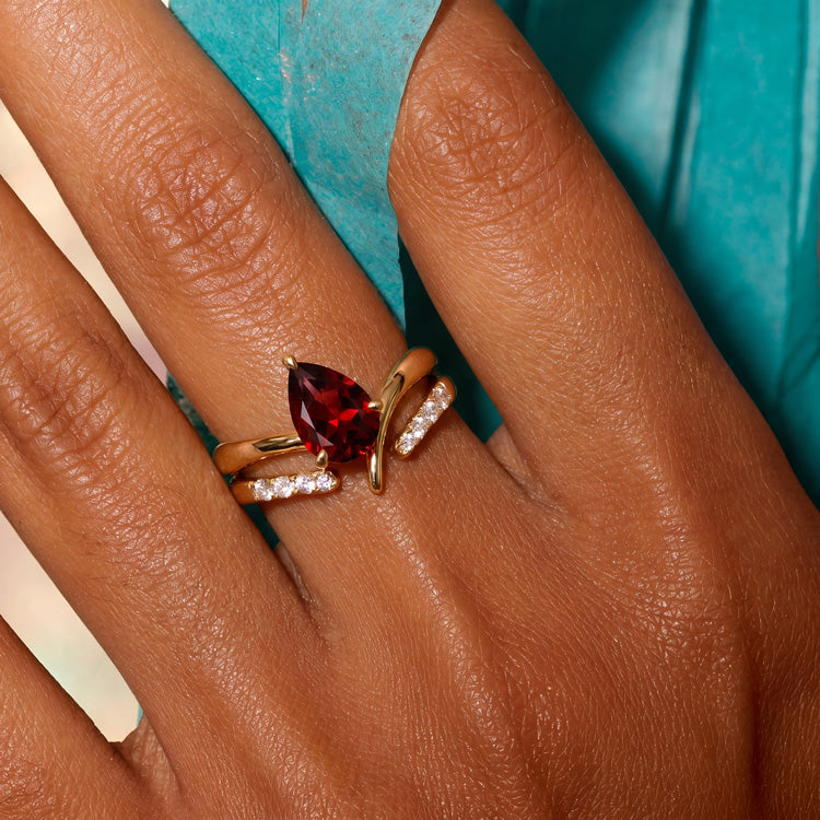 Garnet Stackable Double Ring Set